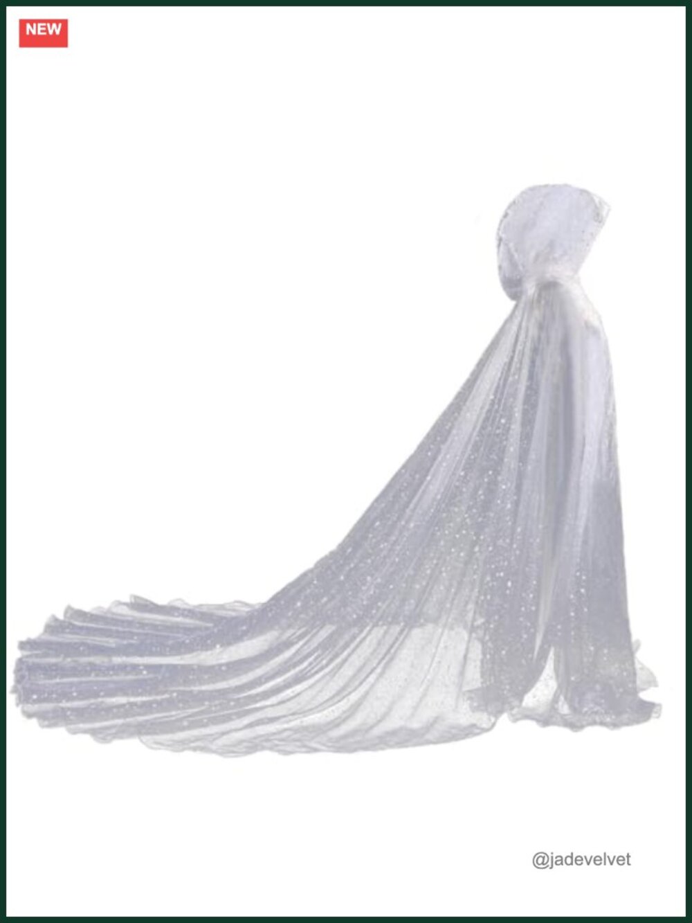 Women Tulle Hooded Cape Long Train Elf Cloak Wedding Bridal Robe